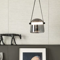 nordic glass hanging lamps luminaire leather pendant light fixture kitchen living room bedroom lighting bedside designer decor
