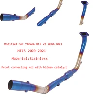 motorcycle refit replace front middle link pipe blue stainless steel exhaust system modified for yamaha r15 v3 mt15 2020 2021