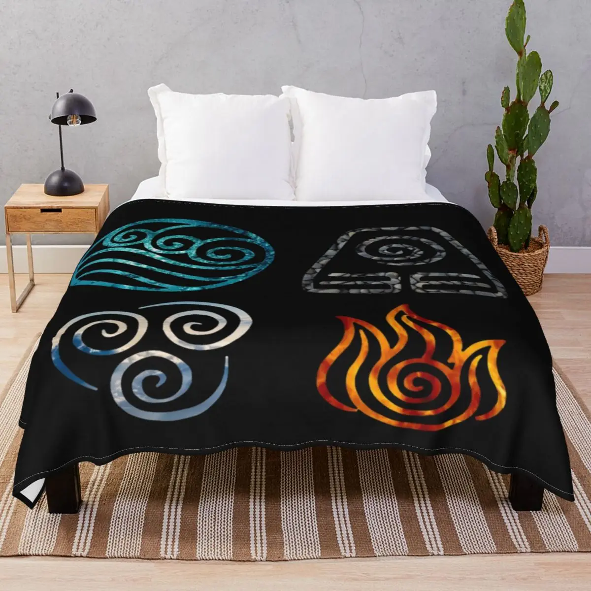 Avatar Element Symbols Blankets Fleece Decoration Multifunction Throw Blanket for Bed Sofa Camp Office