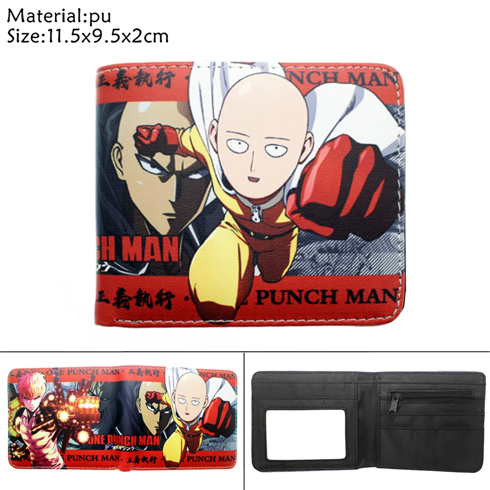 

Кожаный кошелек с принтом Аниме One Punch-man, повседневная сумка для мелочи для молодых мужчин и женщин, держатель для фотокарт, мультяшный корот...