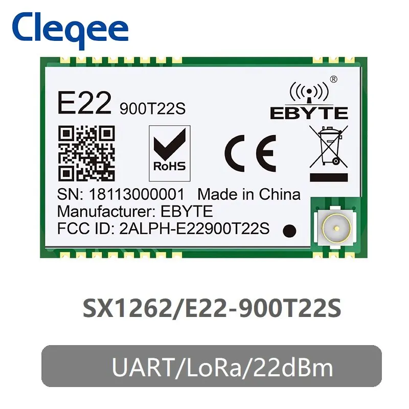 

E22-900T22S SX1262 UART TCXO Wireless RF Module 868MHz 915MHz Transceiver IoT SMD IPEX Interface Transmitter and Receiver