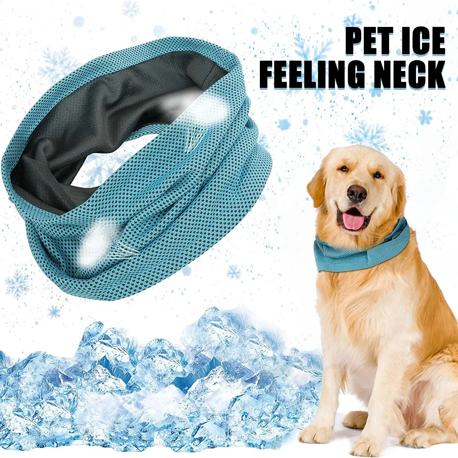 

Pet Dog Collar Instant Cooling Pet Harness Scarf Summer Sunstroke Prevention Reusable Breathable Dog Collar Bandana with Leash