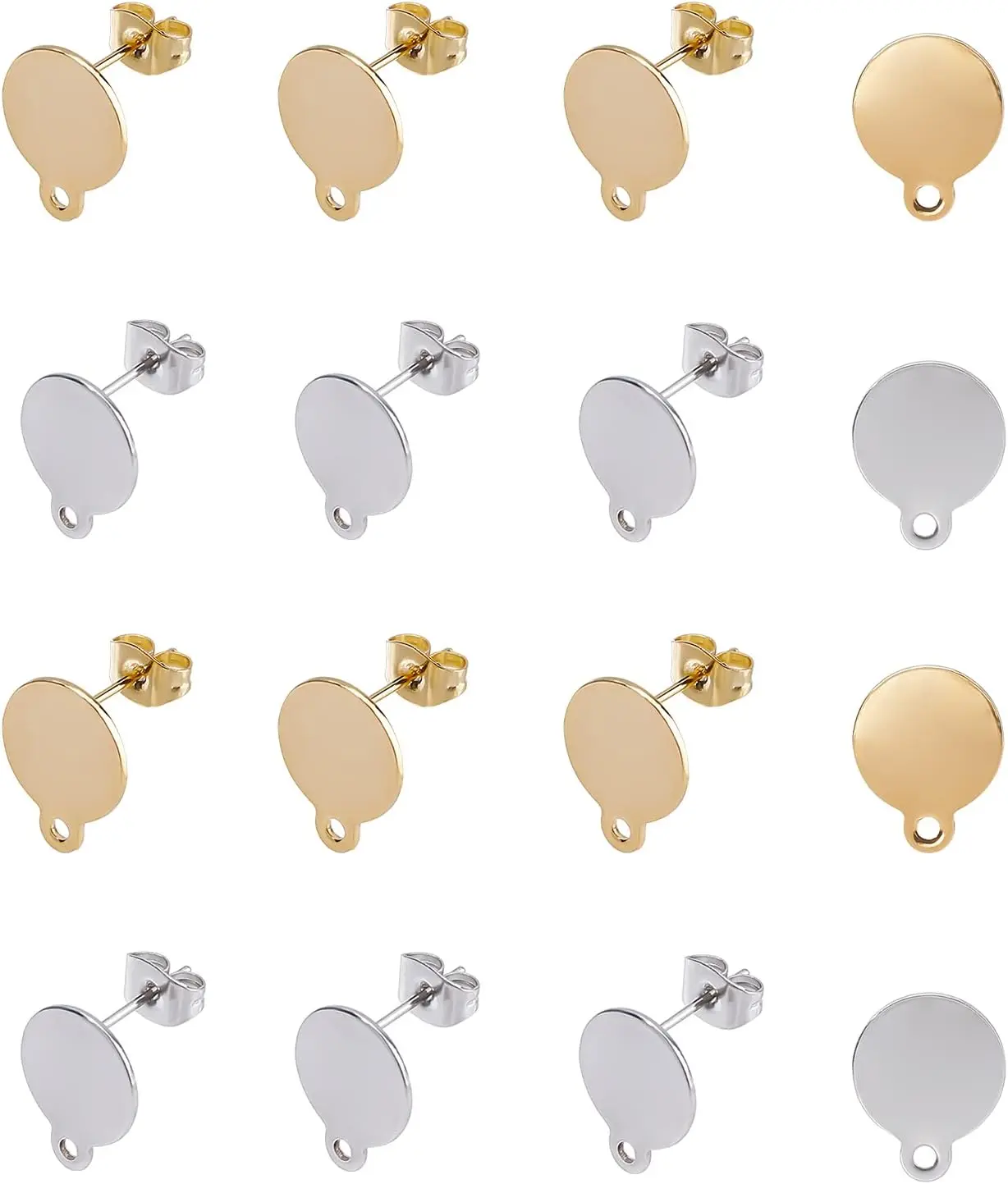 Основа для сережек из нержавеющей стали с отверстием 20 шт.