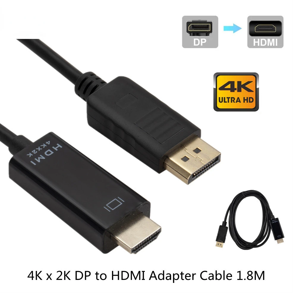 

x 2K DisplayPort to HDMI-compatible Adapter Converter Display Port Male DP to Male HD TV Cable Adapter Video Audio For PC TV