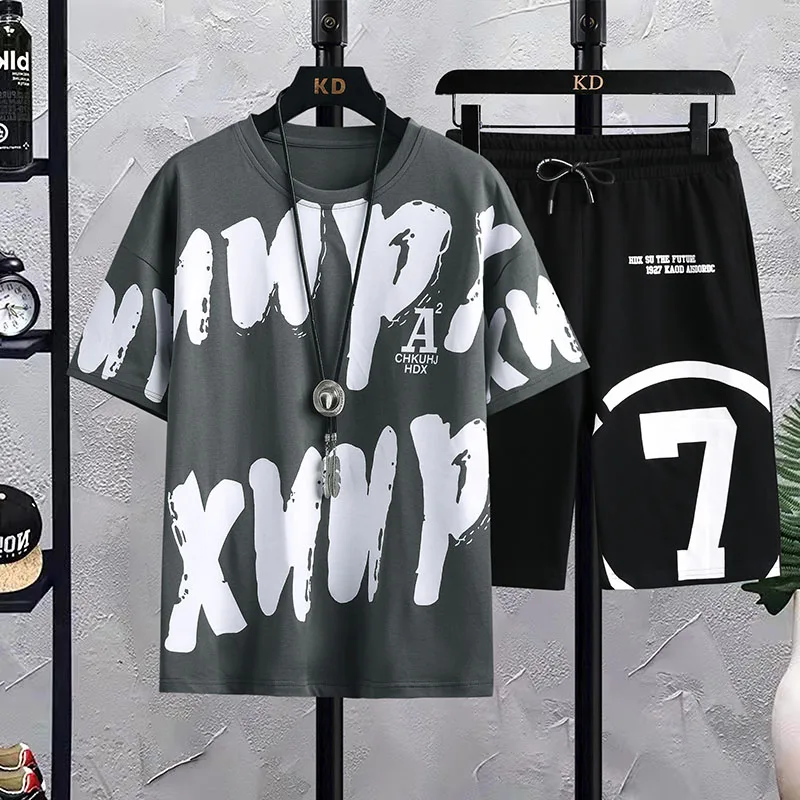 Women Sets 2 Pieces Tracksuit Summer Short Sleeve Tops +Shorts Streetwear Loose Womens Suit Casual Hip Hop Sportswear