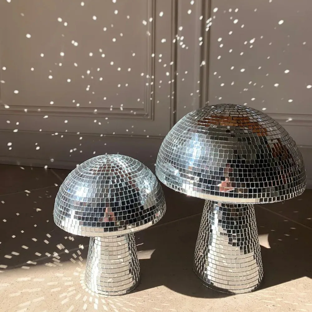 

Disco Style Mushroom Ornaments Garden Home Desk Decoration Courtyard Landscape Outdoor Yard Unique Plants Ornament