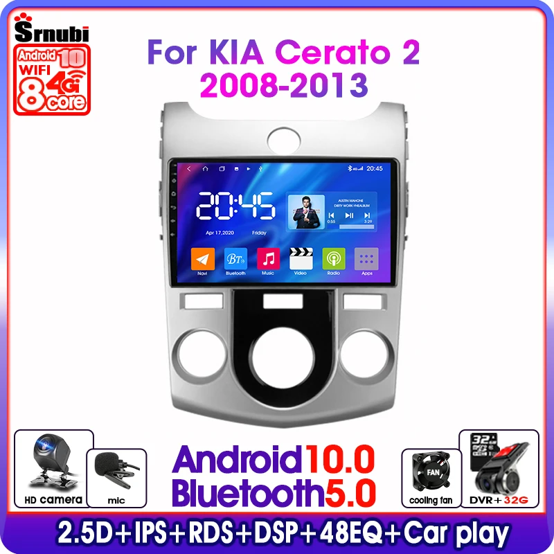 

Android10.0 Car Radio For KIA Cerato 2 2008-2013 Player Bluetooth 2 Din DSP RDS 4G Multimedia Video Players Stereos with Frame