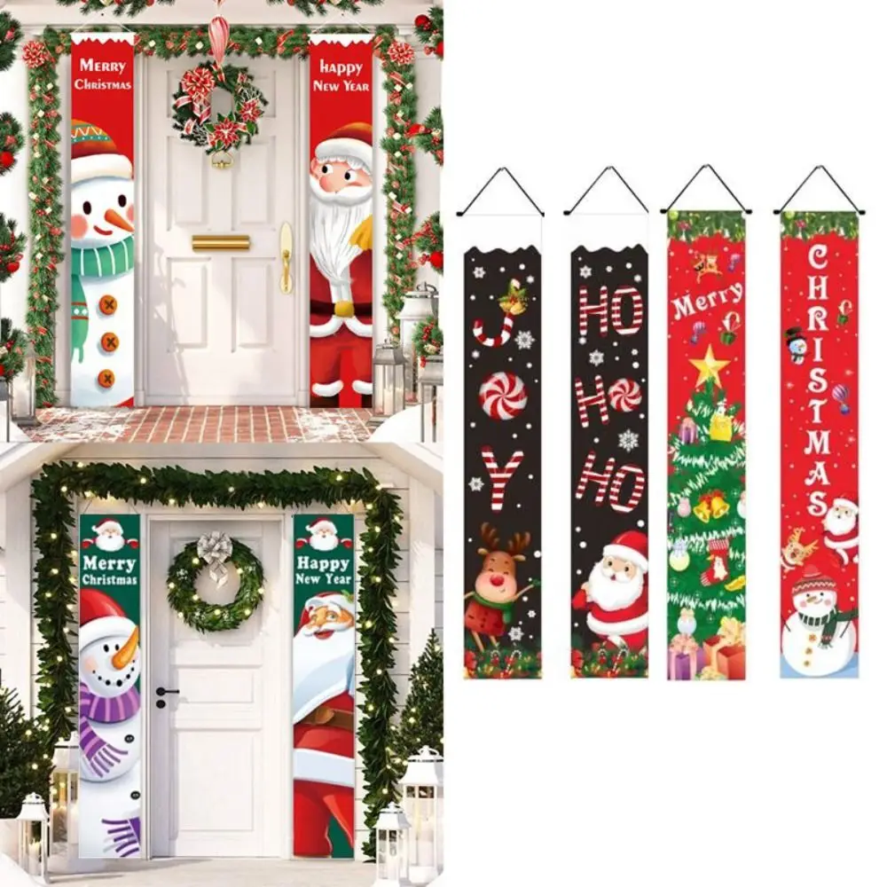 

Navidad Noel Gifts Outdoor Decoration Santa Claus Snowman Ornament Door Decor Christmas Couplet Hanging Banners