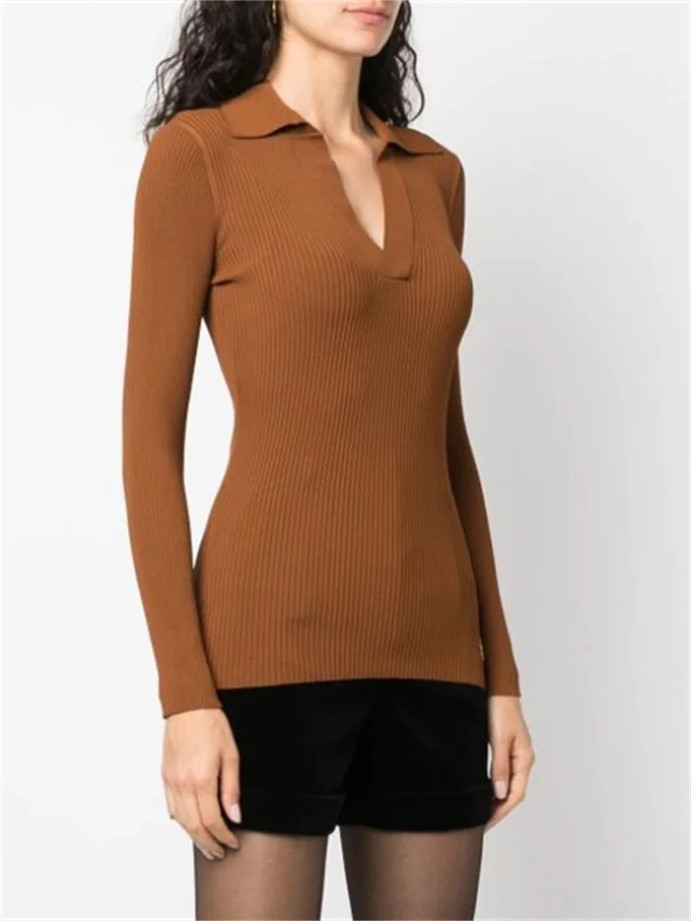 

Ladies 2023Winter Solid New Color V-Neck T-Shirt Korean Slim Bottom Shirt Fashion Versatile Sweater y2k Free Postage