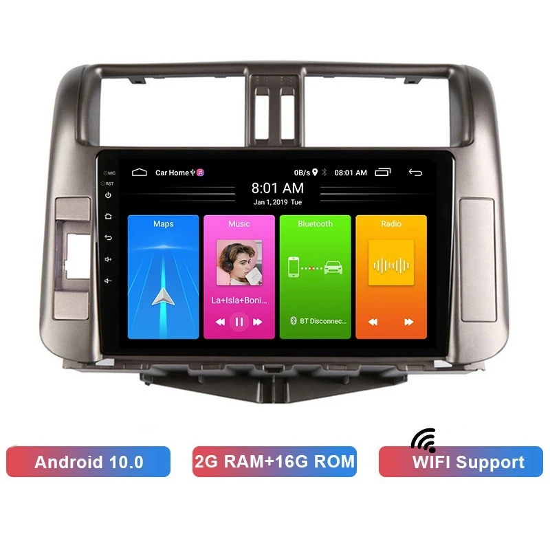 

NEW-9 Inch Android 10 HD Car MP5 Player Stereo Radio 2+16GB Wifi Bluetooth GPS Navigation For Toyota Prado 2009-2013