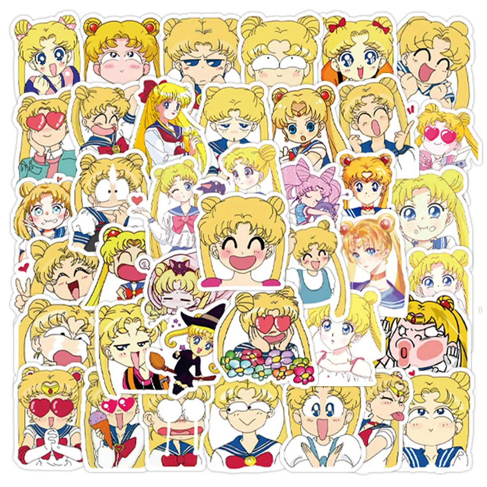 

10/30/50PCS Cartoon Anime Sailor Suit Moonlight Beautiful Girl Graffiti Sticker Suitcase Ipai Scooter Guitar Sticker Wholesale