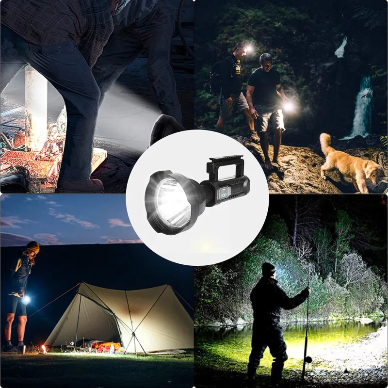 

Super Bright LED Rechargeable90000 Lumens LED Super Bright USB Searchlight, 4 Modes Camping Hiking Waterproof Emergency Light