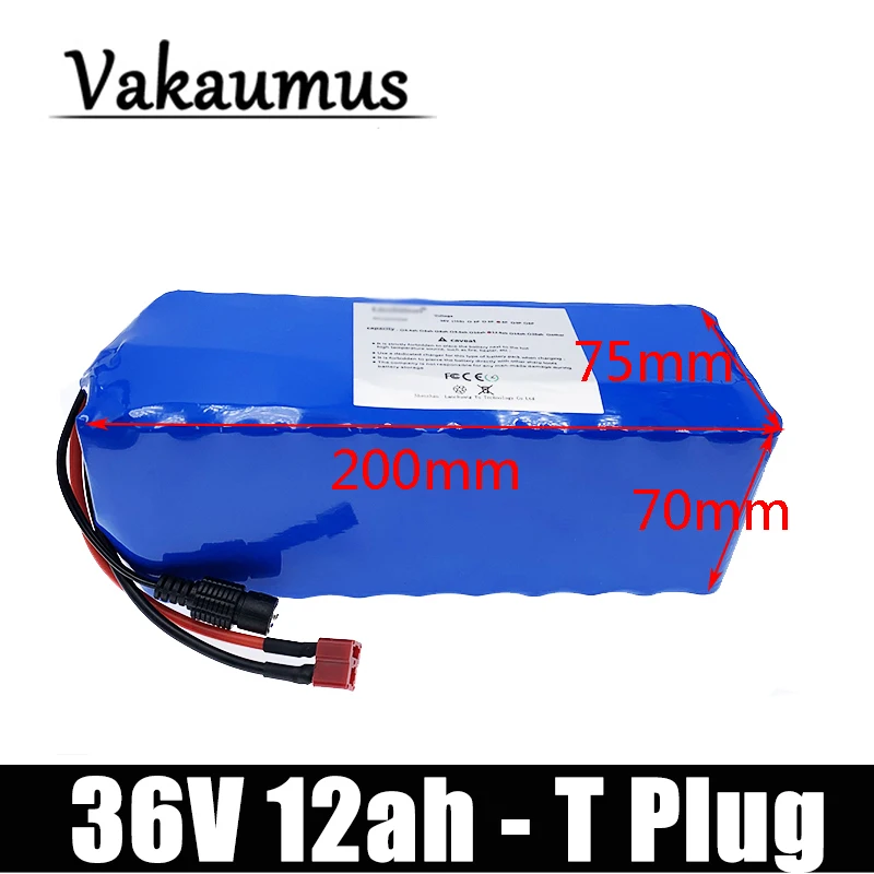 

Vakaumus 36V 12Ah Lithium Battery 18650 Pack For 500W 450W 350w 250W 200W 150W 37 V 42V Ebike Electric Car Bicycle Motor Scooter