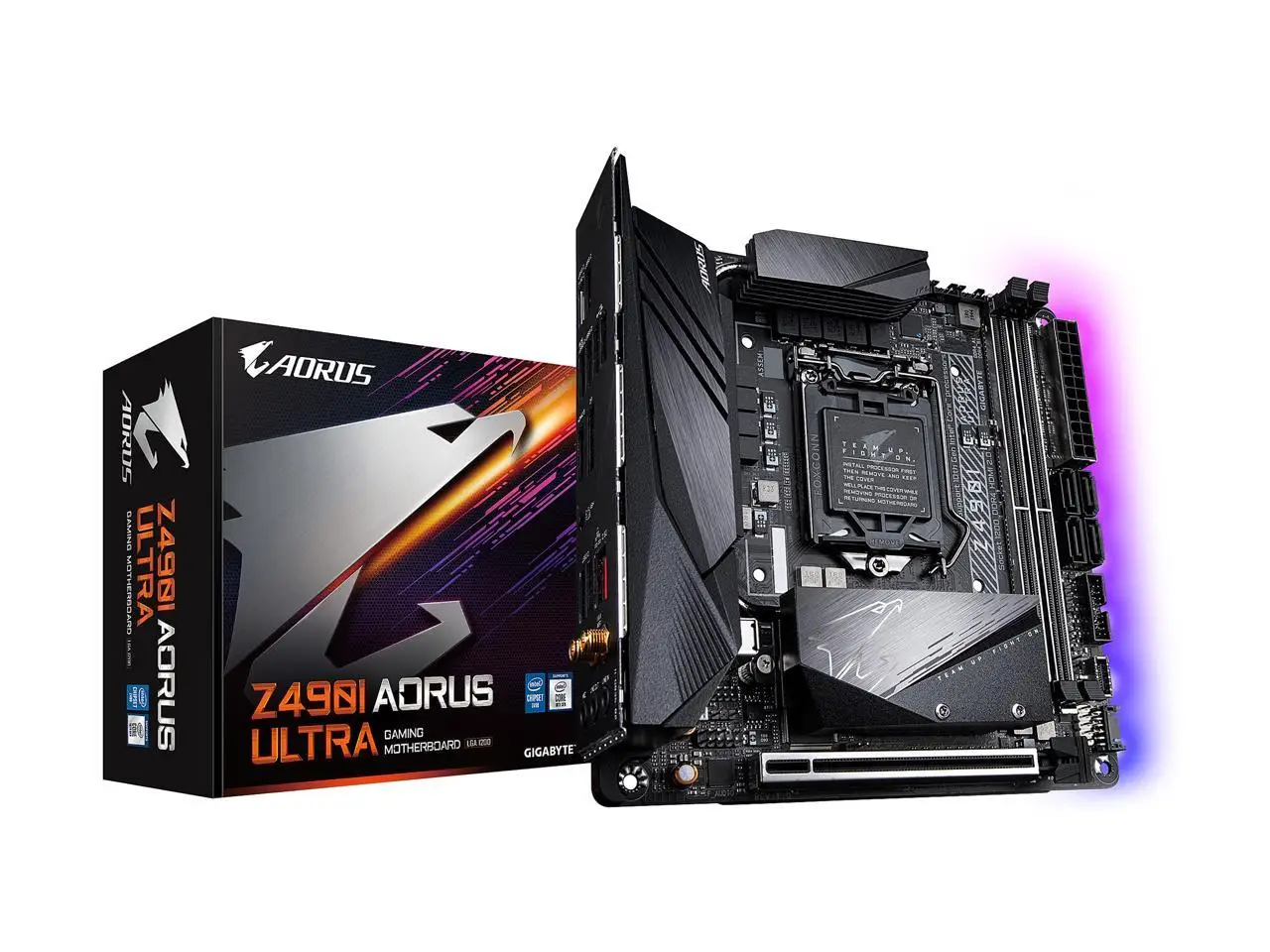 

GIGABYTE Z490I AORUS ULTRA LGA 1200 Intel Z490 Mini-ITX Motherboard with Dual M.2, SATA 6Gb/s, USB 3.2 Gen 2, WIFI 6, 2.5 GbE LA