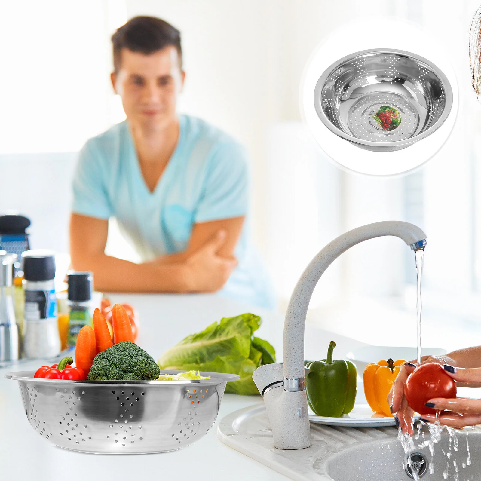 

Sink Strainer Vegetable Basket Drain Wash Basin Washing Stainless Steel Drainage