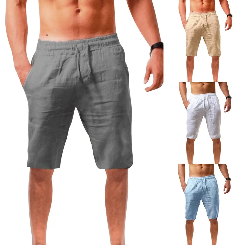 

2022 Fashion Men Cotton Linen Shorts Male Breathable Causal Short Pants Summer Beach Shorts for Men Fitness Streetwear M-3XL