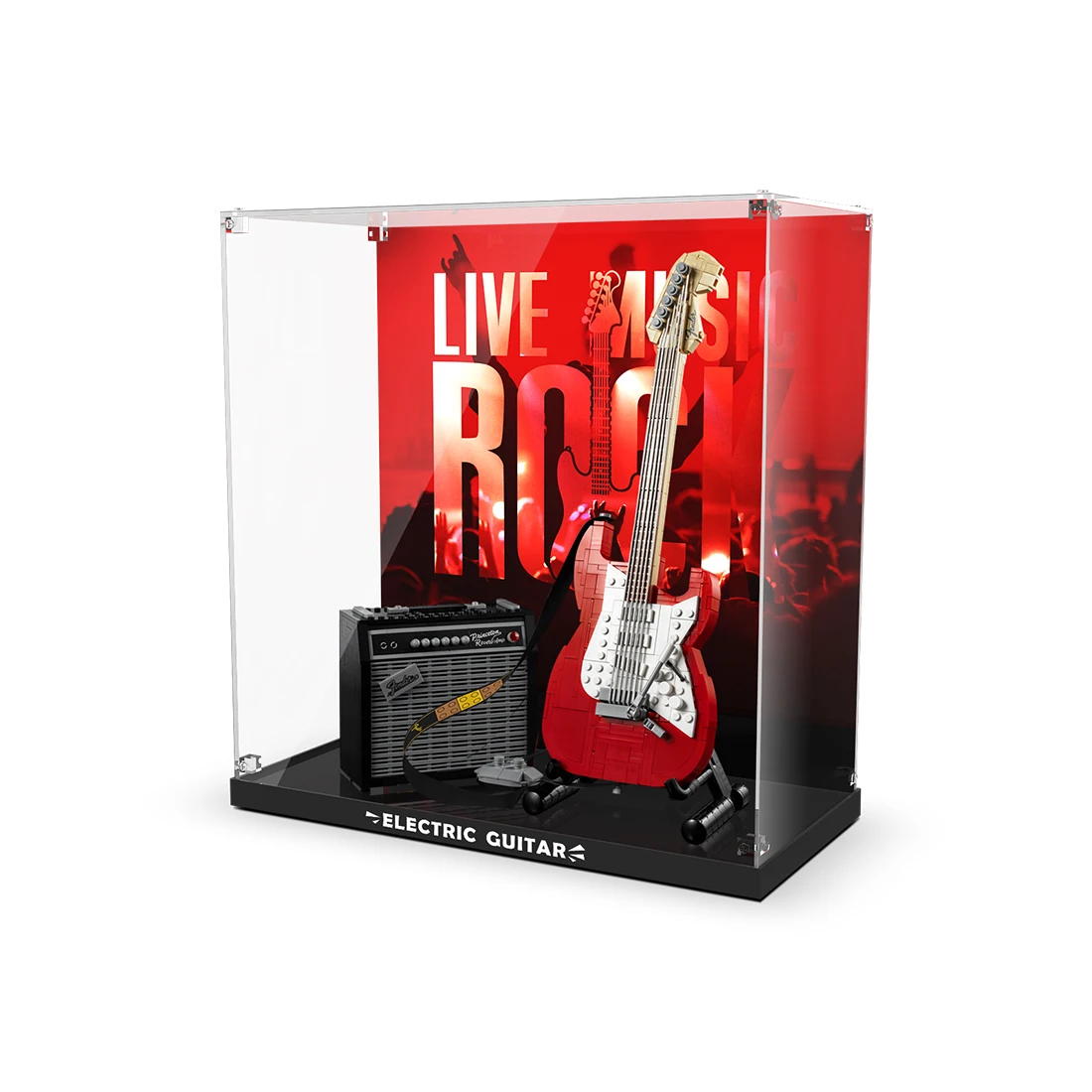 

Acrylic Display Case For 21329 Ideas Fender Stratocaster Transparent Pattered Box Building Blocks NOT include The Lego Set