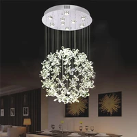 round modern crystal chandelier cherry blossom ceiling lamp for living room bedroom dining room flower hanging chandelier