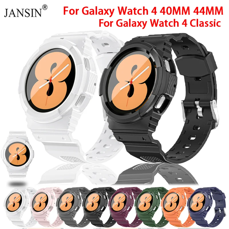 

Прочный силиконовый чехол + ремешок для Samsung Galaxy Watch 4 40 мм 44 мм, браслет для Galaxy Watch 4 Classic 42 мм 46 мм, ремешок для часов
