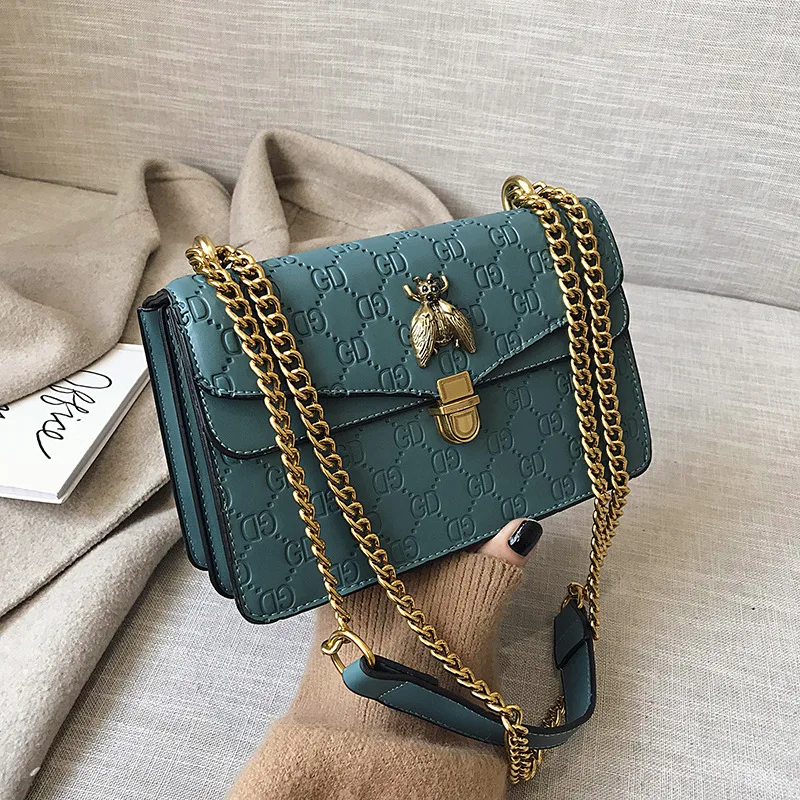 

New fashion texture single shoulder small square bag chain messenger bag