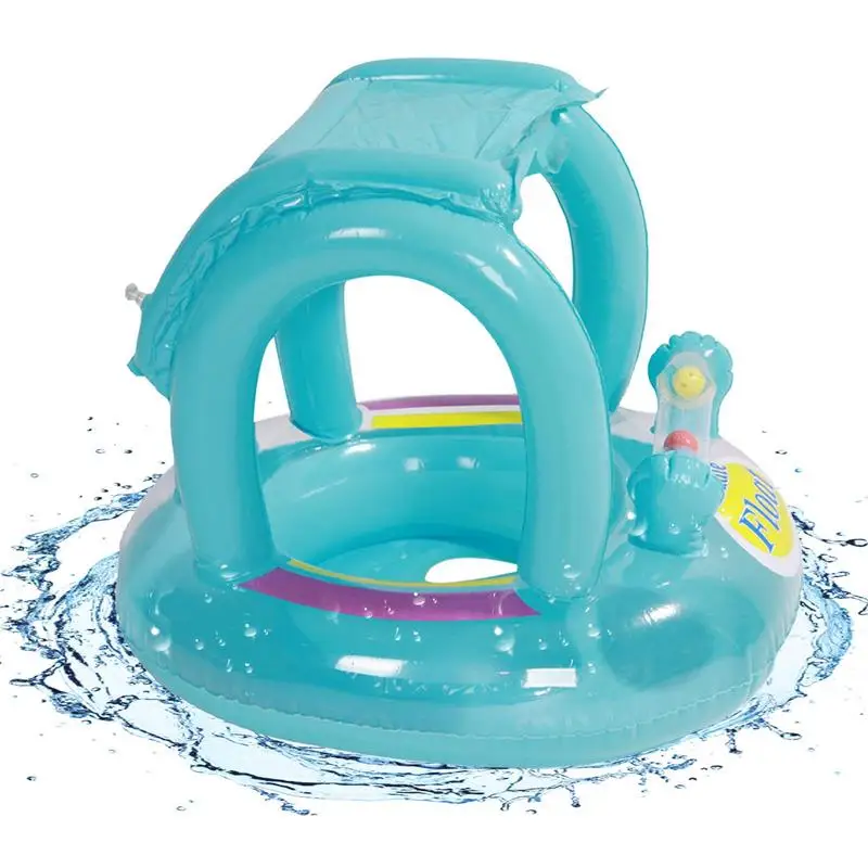 

Kiddie Float Baby Inflatable Swim Ring Float Seat With Awning For Swimming Pool Mat Bathtub Infant Tank Summer Water Play Game