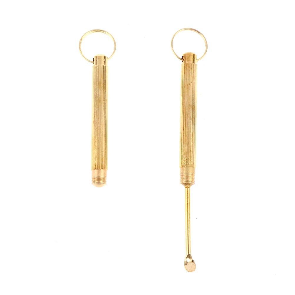 

1PC Ear Wax Gold Brass Spoon Sniffer Hoover Ear Cleaning Tool Ear Pick Ear Wax Remover Keychain Pendants Metal Pipe Shovel