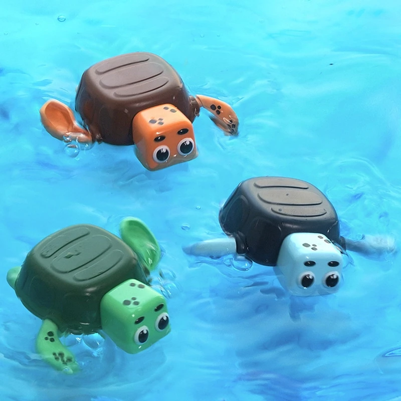 Baby Tummy Time Swimming Pool Beach Toy Windup Tortoise Infant Gift Bite Free