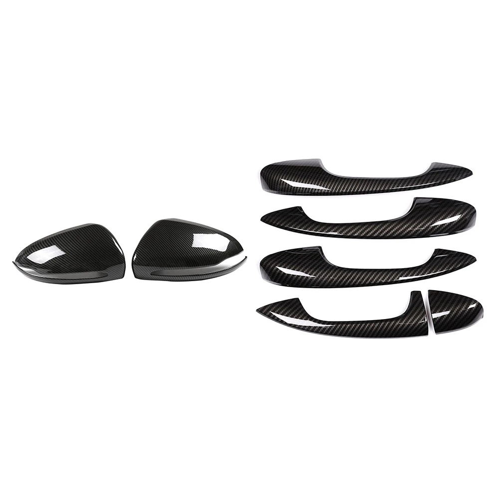 

ABS Carbon Fiber Door Handle Cover Trim Sticker with Carbon Fiber ABS Side Rear View Mirror Cover Trim