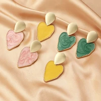 s2861 fashion jewelry drop glaze heart earrings for women elegant hearts dangle stud earrings