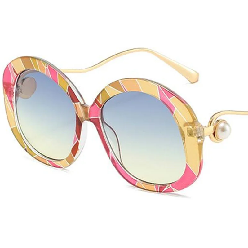 Модные солнцезащитные очки женские с жемчугом большие оправы Adumbral защитой от