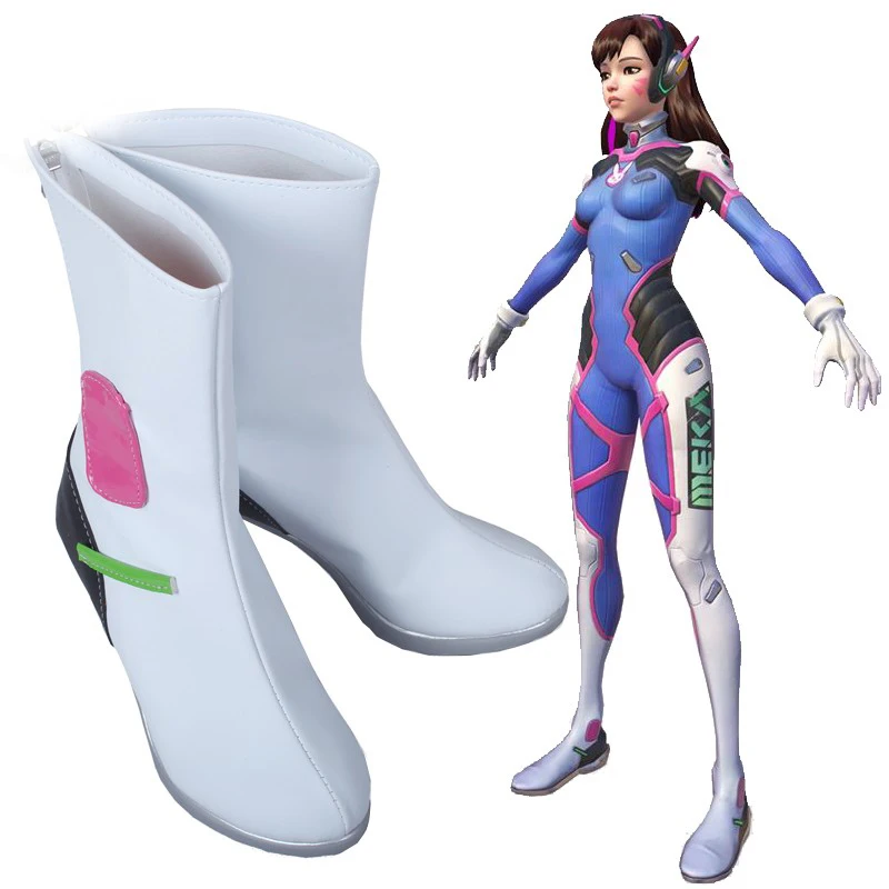 

Обувь для косплея Game OW D.VA, обувь для косплея DVA, белые ботинки на высоком каблуке, обувь для взрослых женщин и девочек на заказ