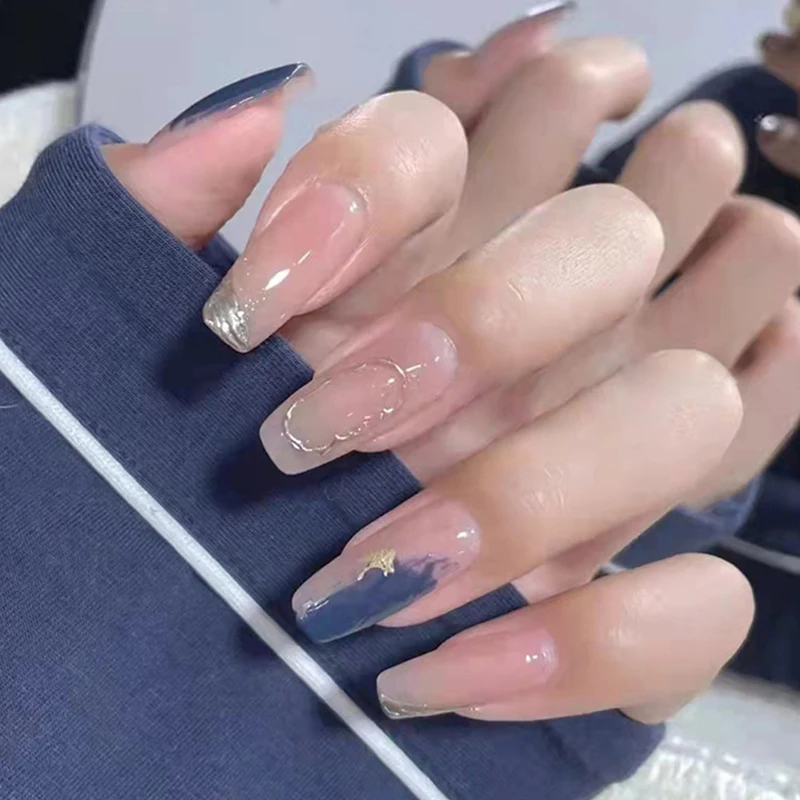 

24 шт./корт. Французские накладные ногти со съемными искусственными ногтями полное покрытие длинные искусственные ногти нажимные инструменты для маникюра