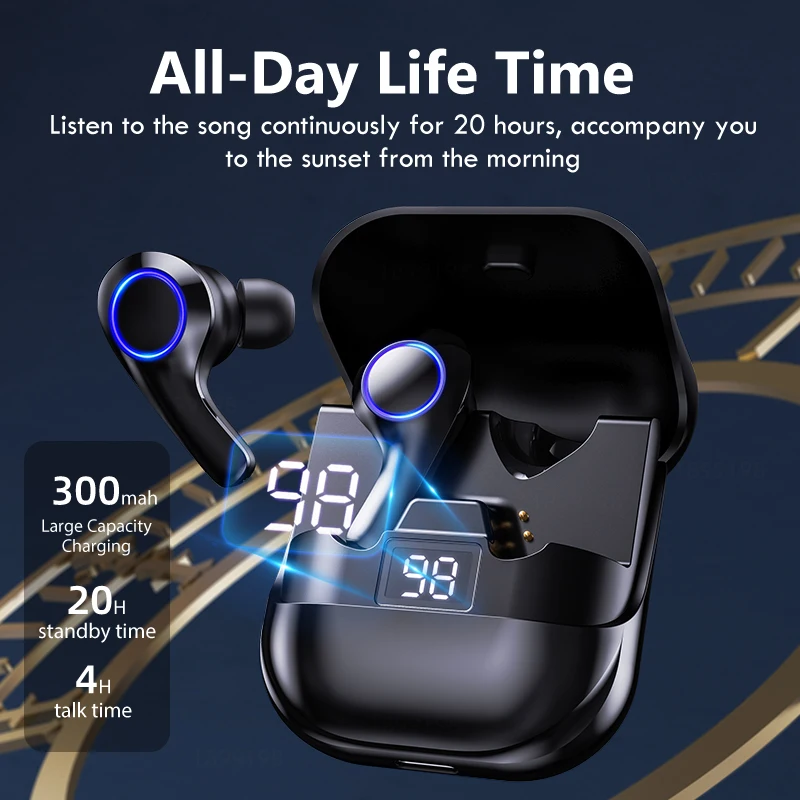 

TWS Bluetooth Earphones Wireless Headphones Touch Control LED Display With Microphone Sport Waterproof Wireless Music Earphones