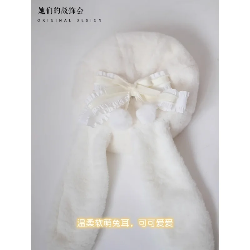 Милые береты с кроличьими ушками и бантом на ремешке кепка Y2K универсальные