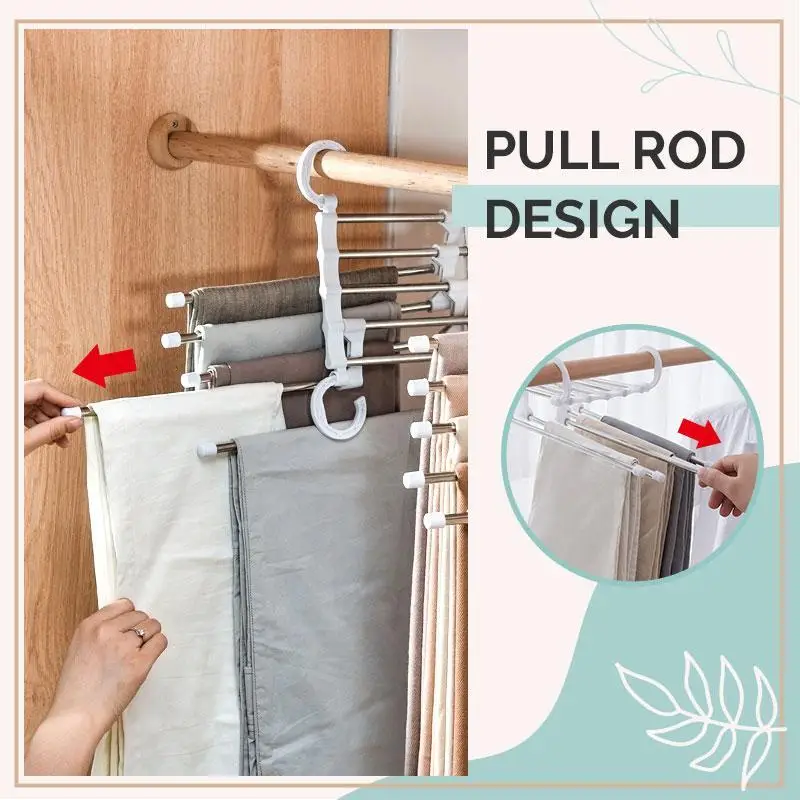 

Multi-functional Pants Rack 5 in 1 Trouser Storage Rack Wardrobe Organizer Pants Storage Closet Organizer Magic Clothes Hanger