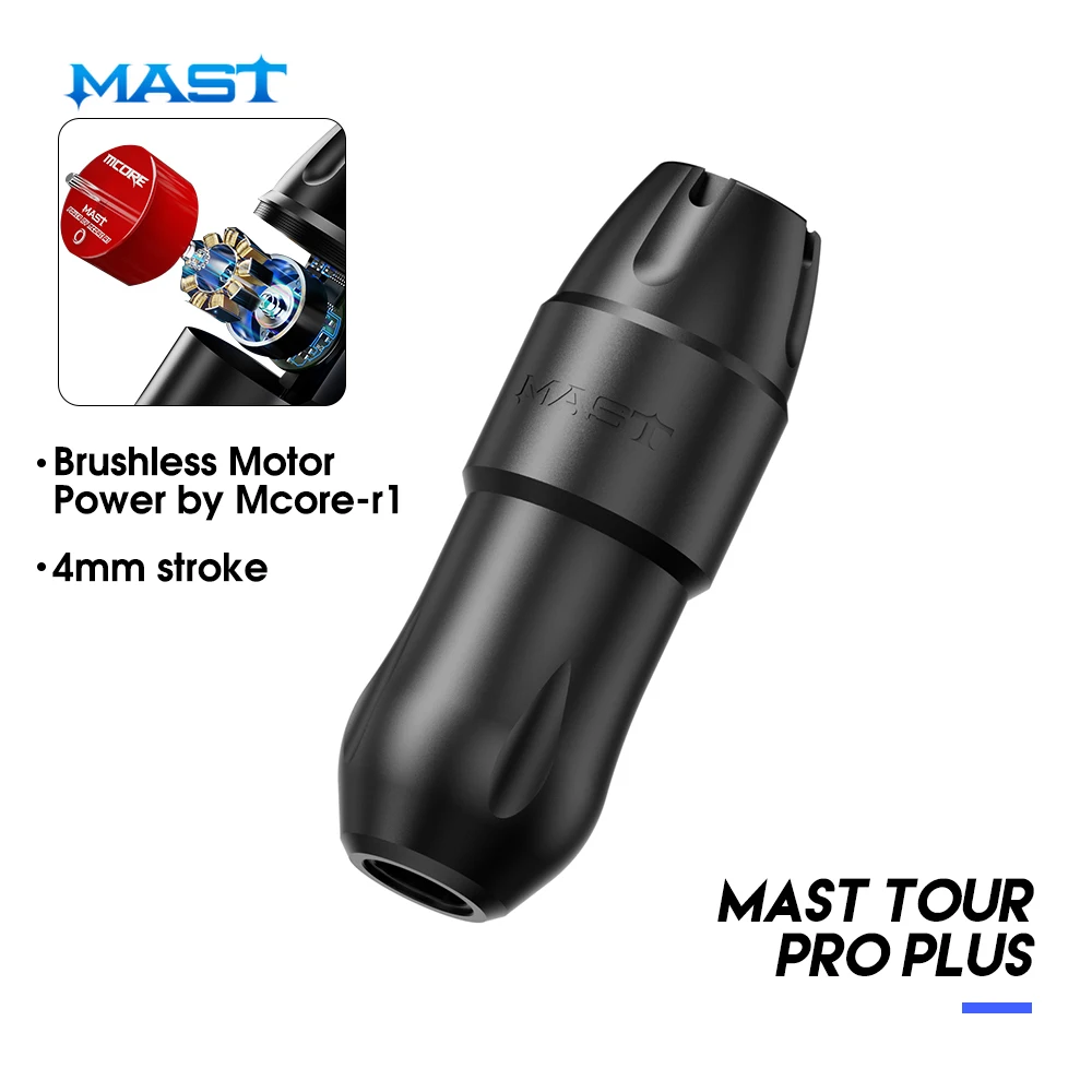 

Mast Tour Pro Plus Brushless Motor Power By Mcore-r1 4.0mm Stroke Length Tattoo Short Pen Rotary Machine Sleeve Body Art Machine