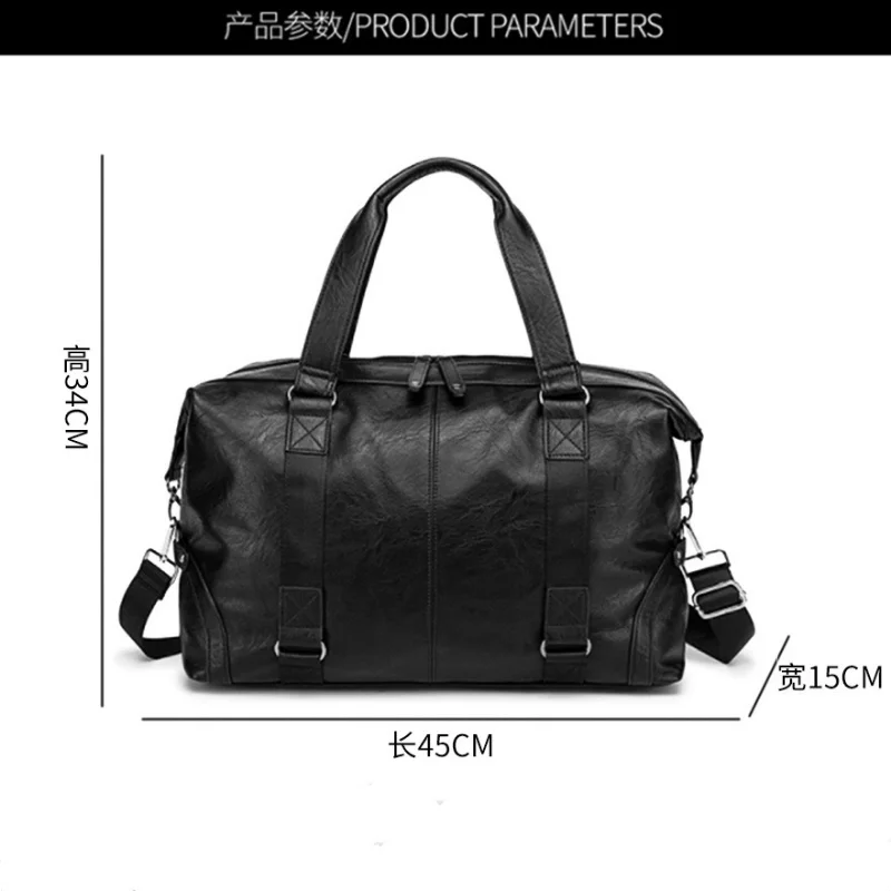 Men's Pu Leather Multifunctional Waterproof Handbags Korean Fashion Casual Cross-body Travel Large Capacity Duffle Bags for Men