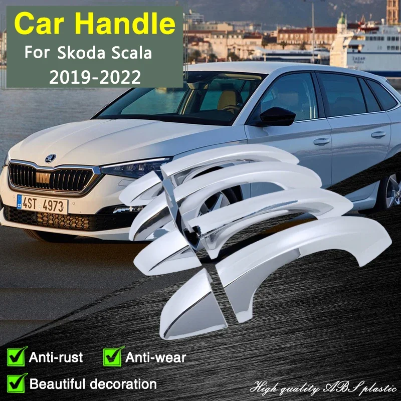 

Chrome Door Handle for Skoda Scala 2019 2020 2021 2022 Decoration Cover Car Styling Accessorie Exterior Protective Film Sticker