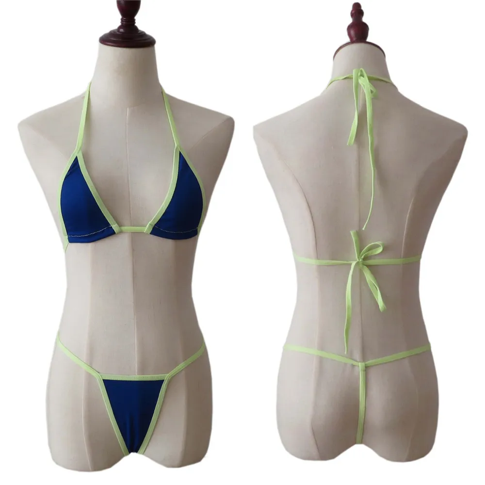 

Микро-бикини с привлекательными треугольными кружевными стрингами с бретельками, женский пляжный купальник для загара, женский купальник, ...