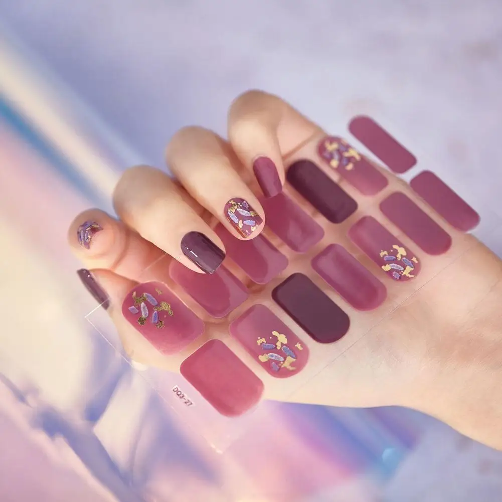 14 типов 3D УФ-гель для ногтей наклейки цветы градиентный цвет клейкий гель сушки