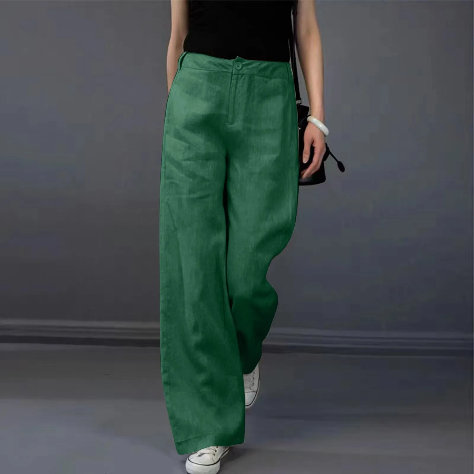 

Women High Waist Pants 2023 Street Style Comfortable Wide Leg Floor-Length Pants Fashion Casual Office Party Solid Trousers