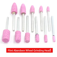 5pcsset 3mm shank flint aberdeen wheel grinding head cylindrical conical polishing head ceramic diamond electric grinding tool