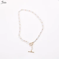 joolim jewelry pvd gold finish no fade luxury elegant toggle buckle pearl necklace trendy for women stainless steel wholesale