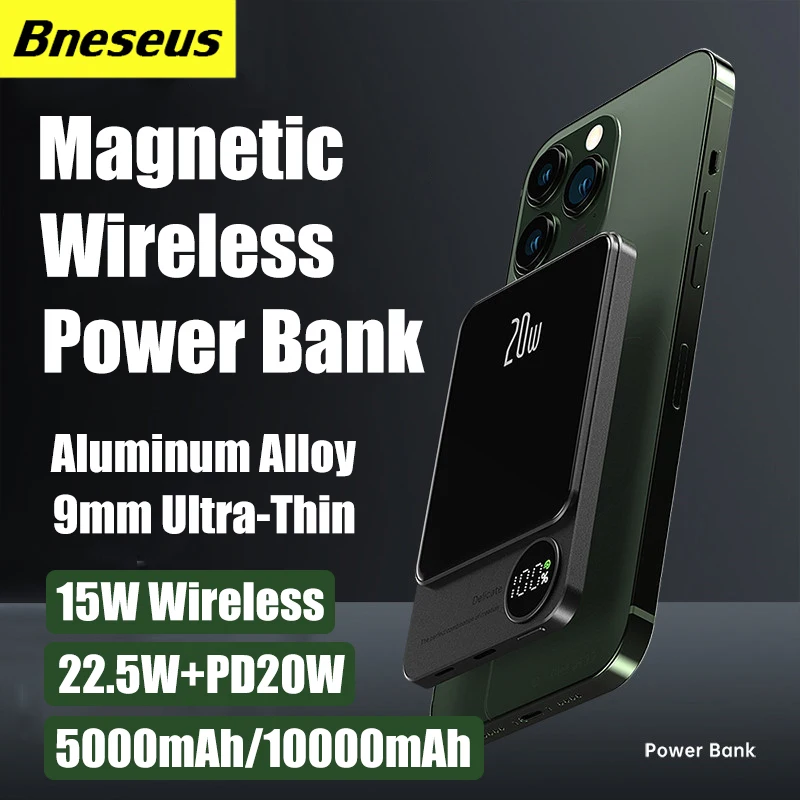 

10000mAh Magnetic Wireless Power Bank 20W Fast Charger For iphone 12 13 14 11 Macsafe Powerbank External Auxiliary Battery Pack