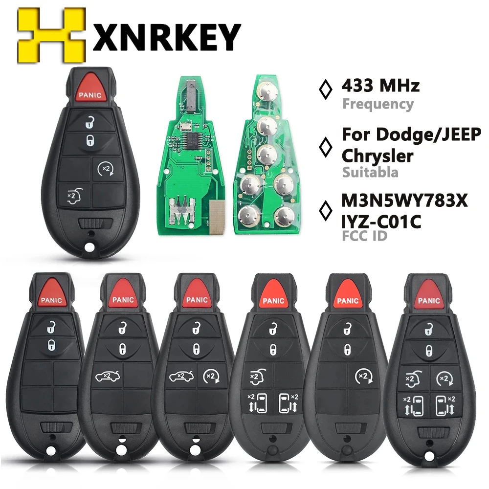 

XNRKEY M3N5WY783X IYZ-C01C Remote Key for Chrysler Town & Country Jeep Grand Cherokee For Dodge Caliber Journey ID46 433Mhz 2008