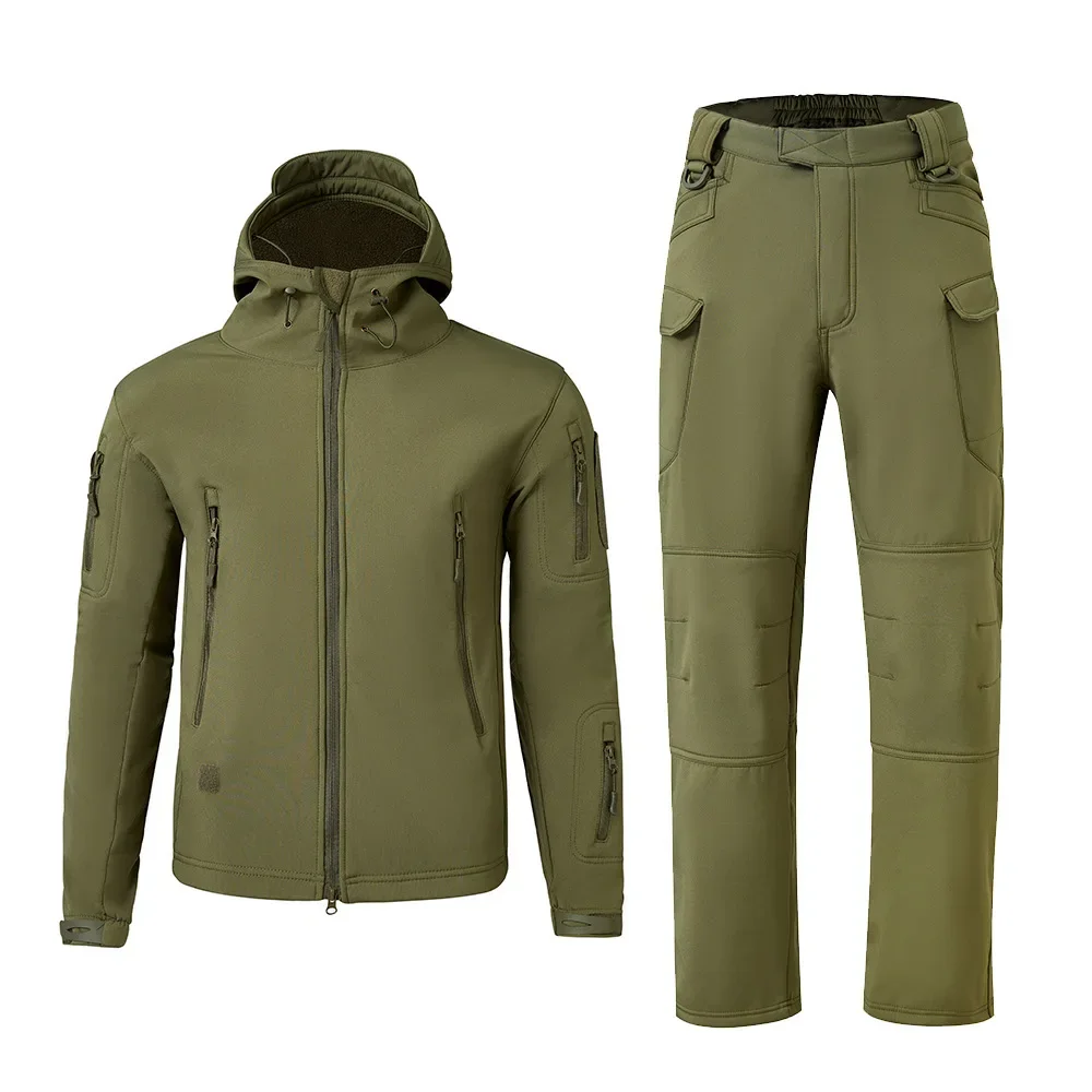 Outdoor Waterproof and Windproof Tactical Sports Jacket TAD Shark Skin Soft Shell Submachine Warm Fleece Camouflage Suit