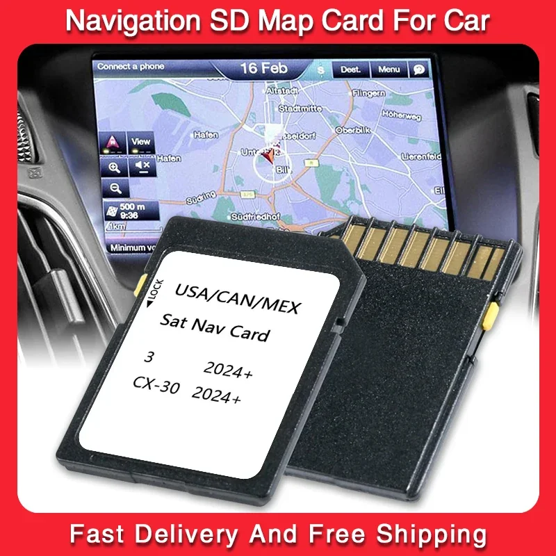 Фото SD-карта Sat Nav для Mazda 3 CX-30, автомобиль 2024, GPS, США/Канадская/Мексико, обновление карт, новейшее программное обеспечение для GPS-навигации по данных №1