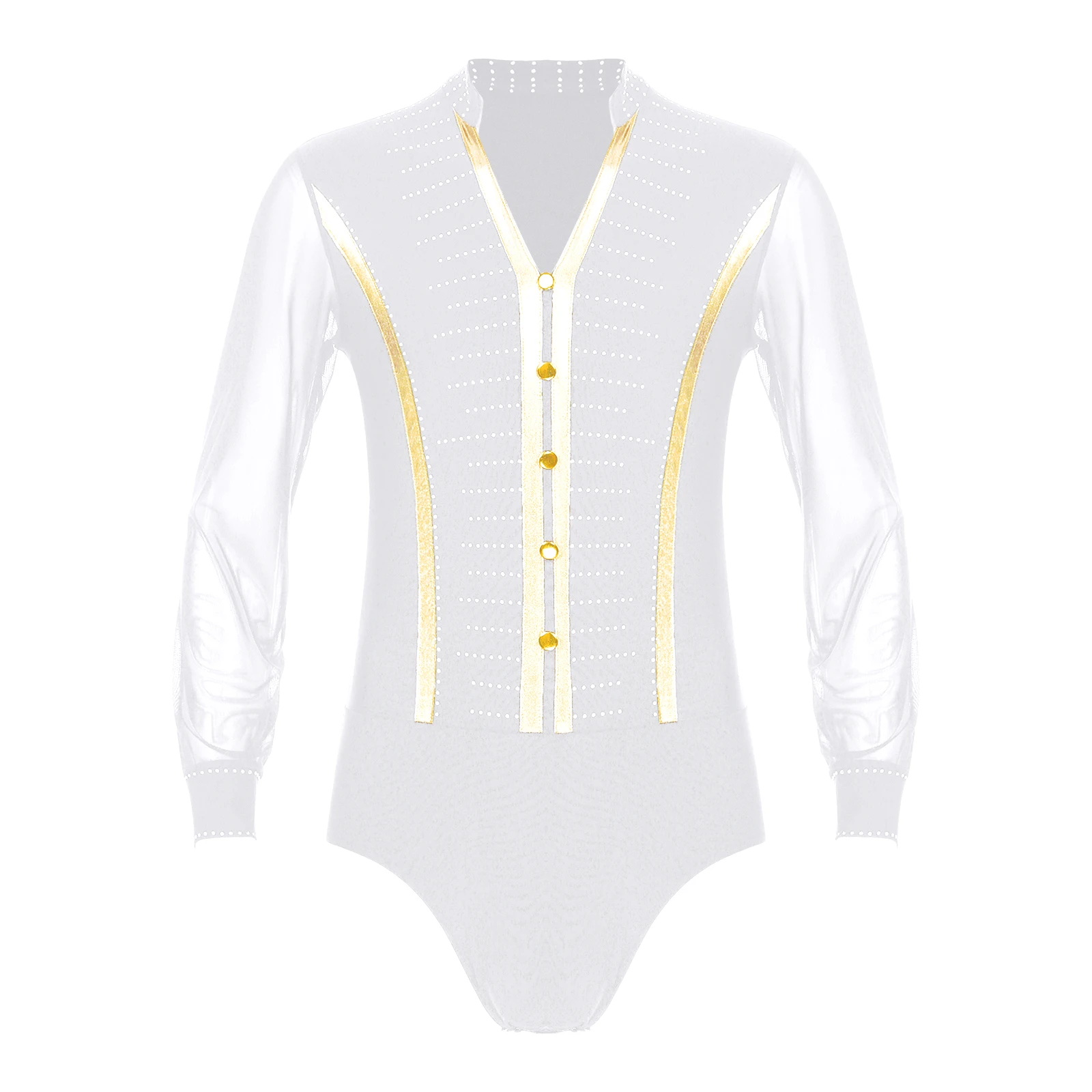 

Мужская Профессиональная блестящая рубашка под смокинг с длинным рукавом и сеткой для латинских танцев