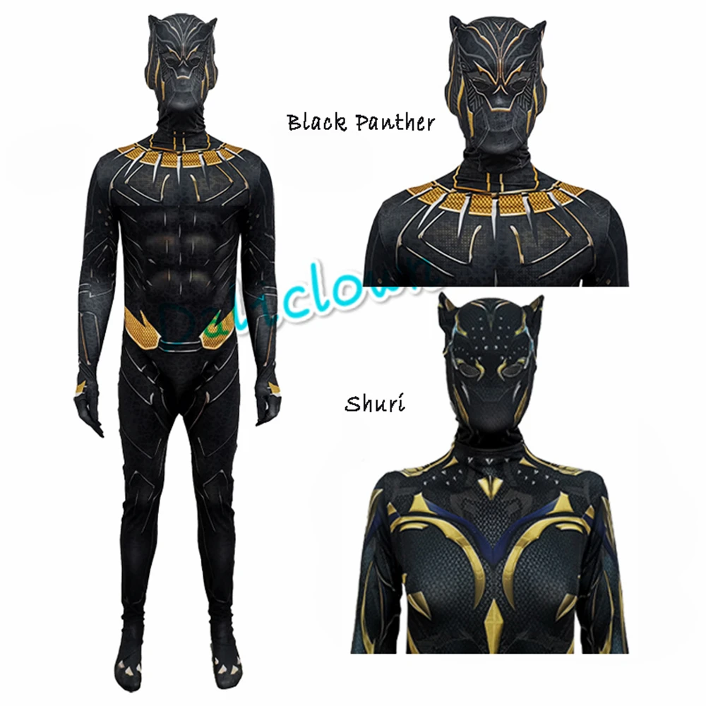 

Wakanda Forever Black Shuri Panther Cosplay Costume Superhero Supergirl Anime Jumpsuit Bodysuit Carnival Suit For Women Men Kids