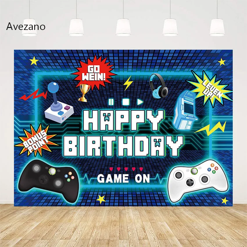 Фото Фоны Avezano для фотосъемки, игра на ходу, гигантский геймпад, синий мальчик, с днем рождения, плакат, Декор, Фотостудия №1